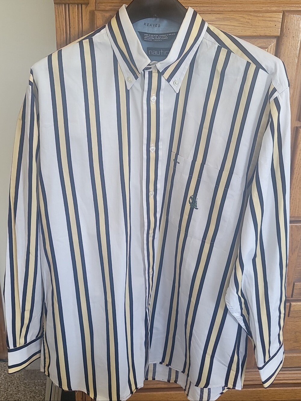 Nautical Men's Striped Shirt /Sailing Logo On Front Size M